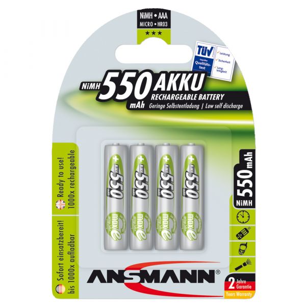 Accu Ansmann NiMH Micro AAA Green-Line lot de 4