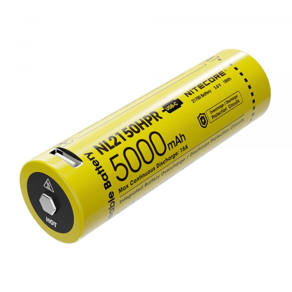 Nitecore Batterie Li-Ion 21700 5000mAh NL2150HPR USB jaune