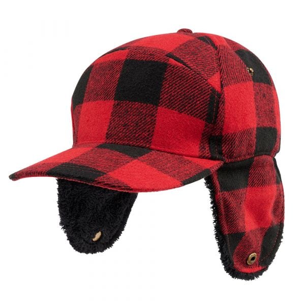 Brandit Bonnet Lumberjacket Wintercap rouge noir