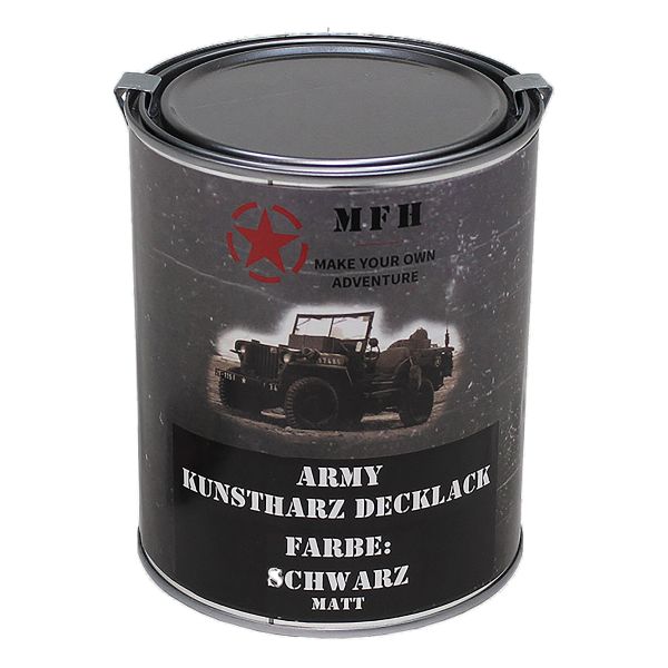 MFH Pot de peinture Army Lack 1 litre mat noir