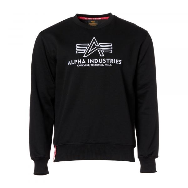 Alpha Industries Pull Basic Sweater Embroidery noir blanc