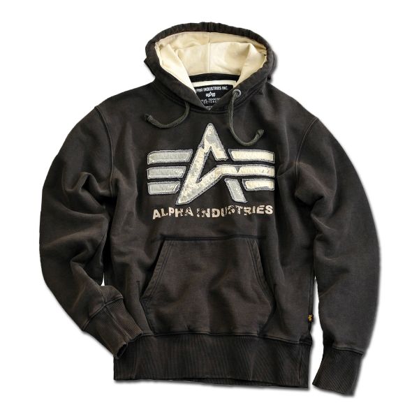 Alpha Industries Sweatshirt Big A Vintage Hoody noir délavé