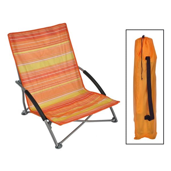 HI Chaise de plage pliable avec accoudoirs orange