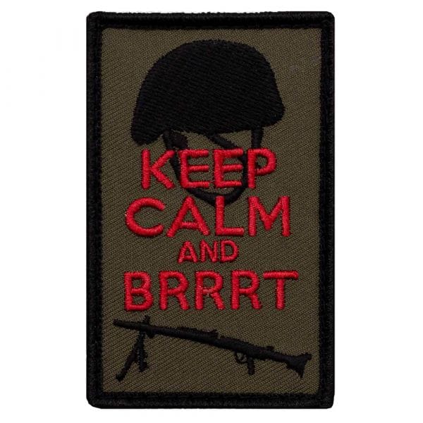 Café Viereck Patch Keep calm and Brrrt olive rouge