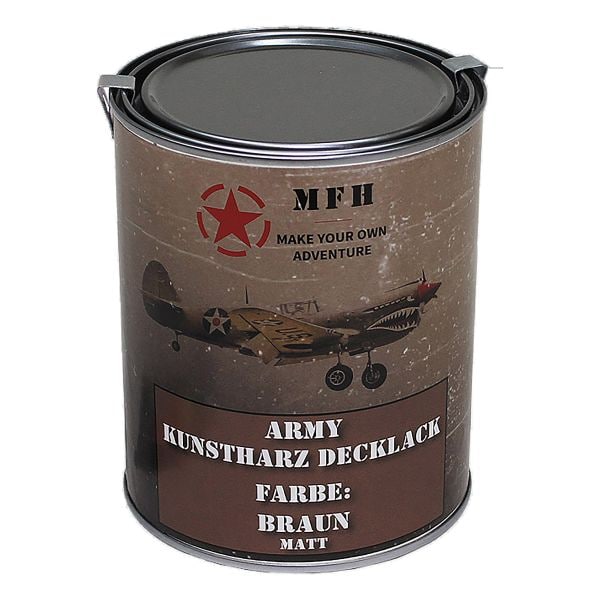 MFH Pot de peinture Army Lack 1 litre mat brun