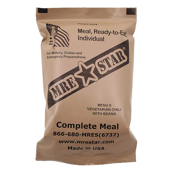 MRE Star Ready-to-Eat Menu Chili Végétarien