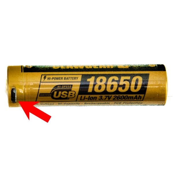 Clawgear Batterie 18650 3.7V 2600 mAh Micro-USB